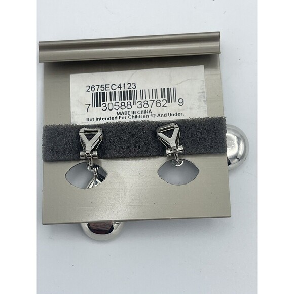 Carolee Silver Tone Crystal Teardrop Dangle Clip Earrings New - Picture 4 of 8